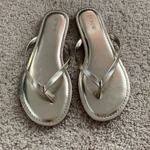 JCrew Sorrento thong sandals in metallic leather